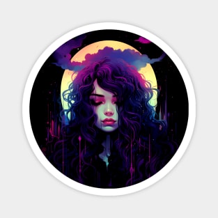 Cool Dark Gothic Witch  Neon Colors Rave Design Magnet